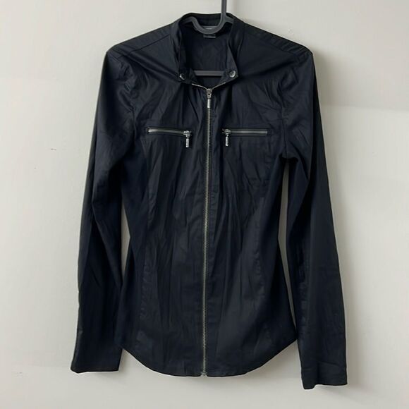 Armani Exchange woman cotton blend black light jacket long sleeve top M - Picture 1 of 7